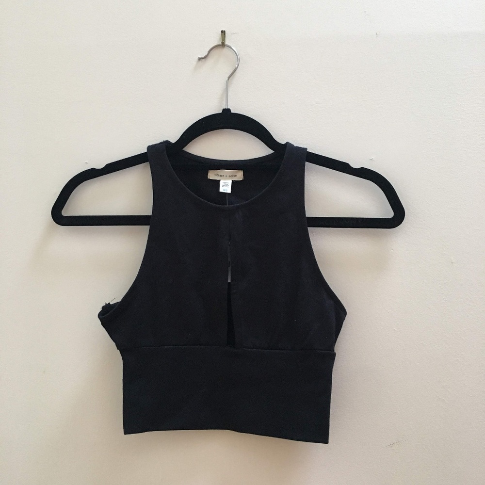UO silence + noise black crop top